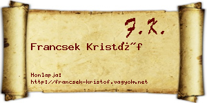 Francsek Kristóf névjegykártya